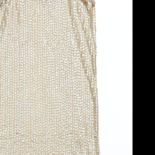 Miss Selfridge Womens Gold Striped  Basic Tank Size 4