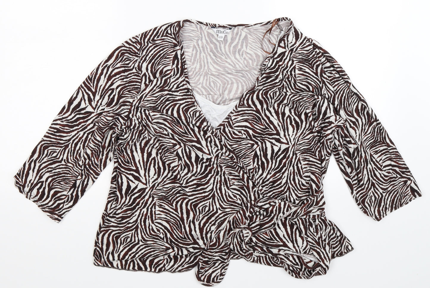 M&Co Womens Brown Animal Print  Pullover Jumper Size 24