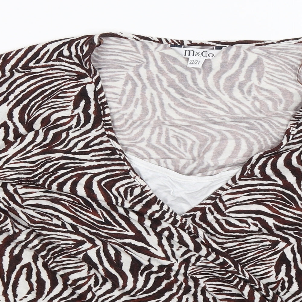 M&Co Womens Brown Animal Print  Pullover Jumper Size 24