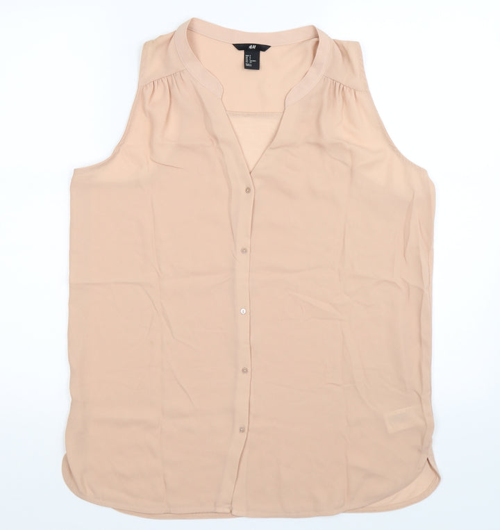 H&M Womens Beige   Basic Button-Up Size S