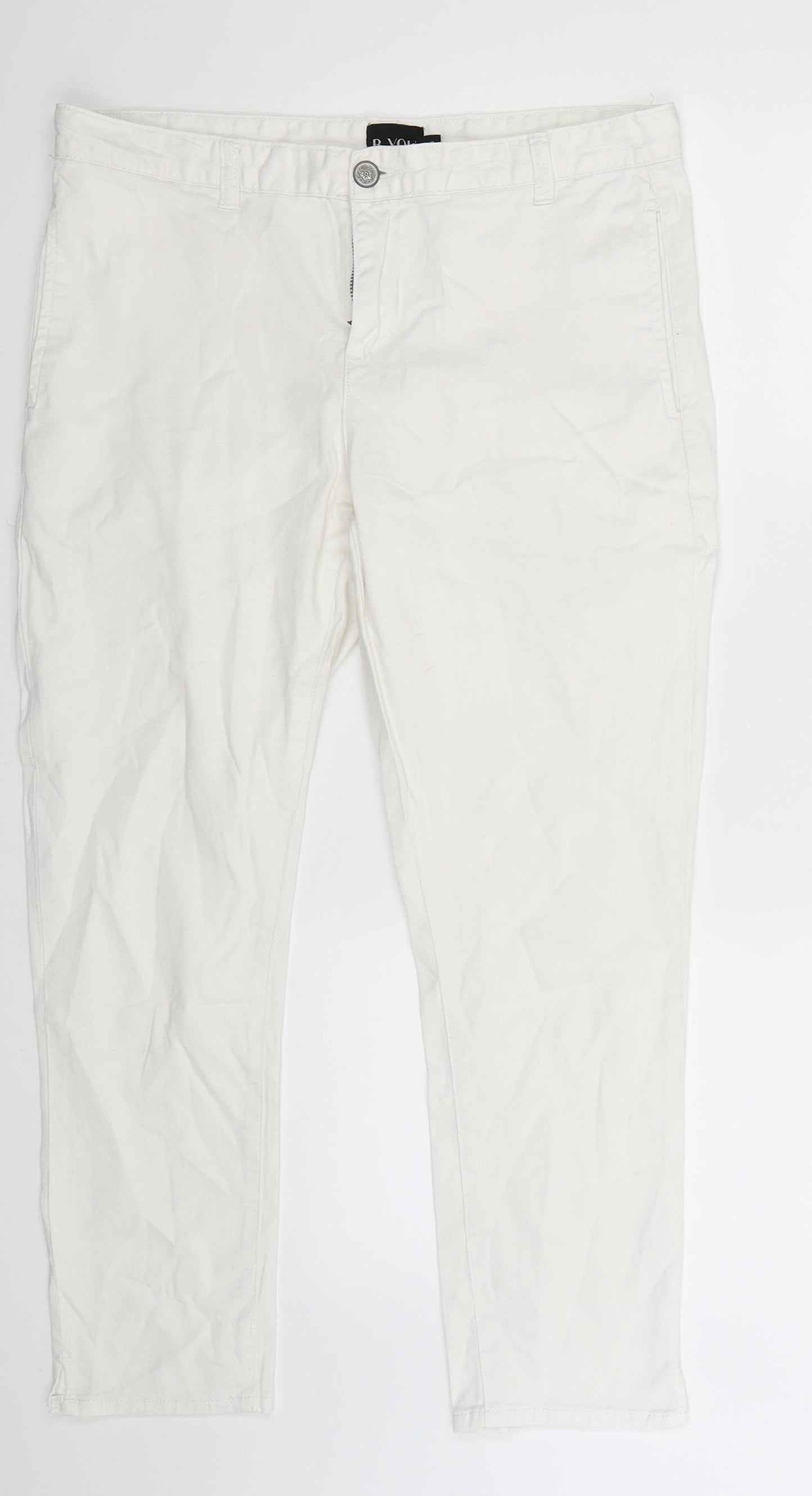 B You Womens White  Denim Jegging Trousers Size 12 L26 in