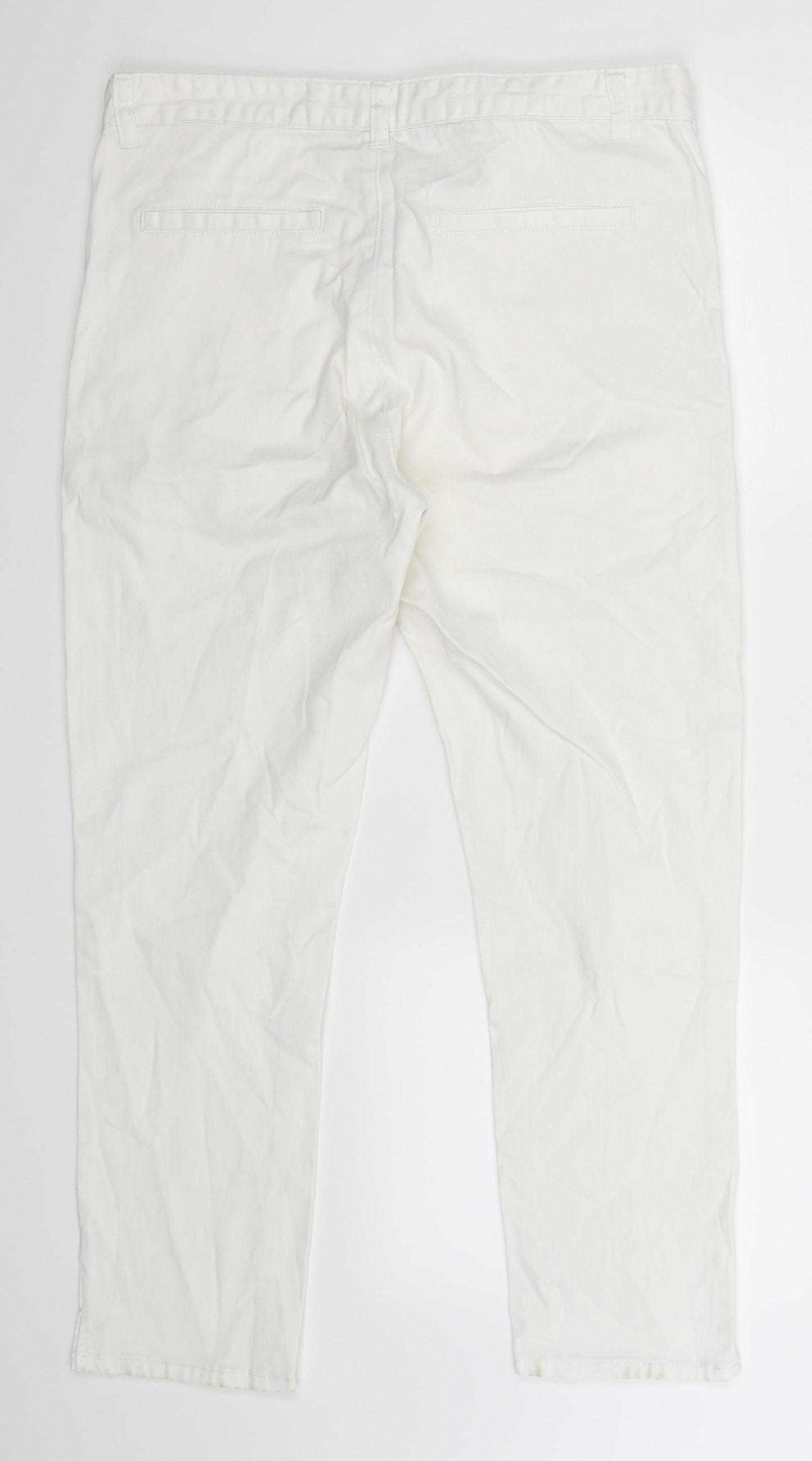 B You Womens White  Denim Jegging Trousers Size 12 L26 in