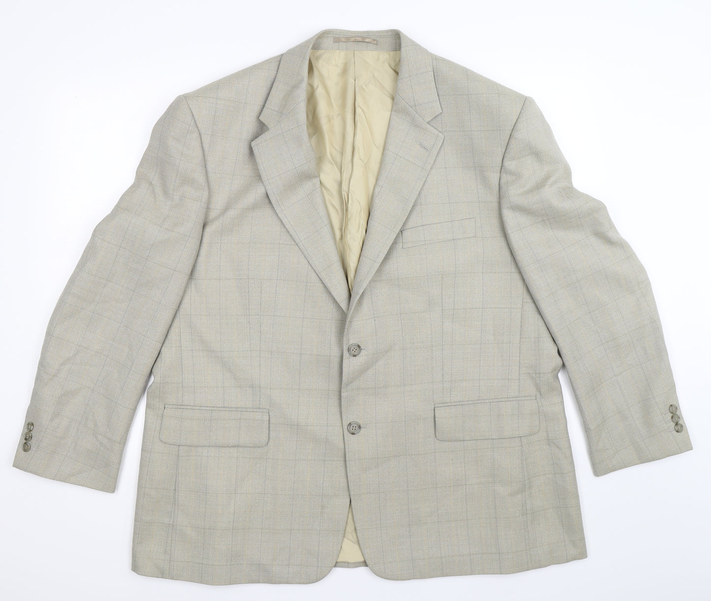 James Barry Mens Beige Check  Jacket Suit Jacket Size 48