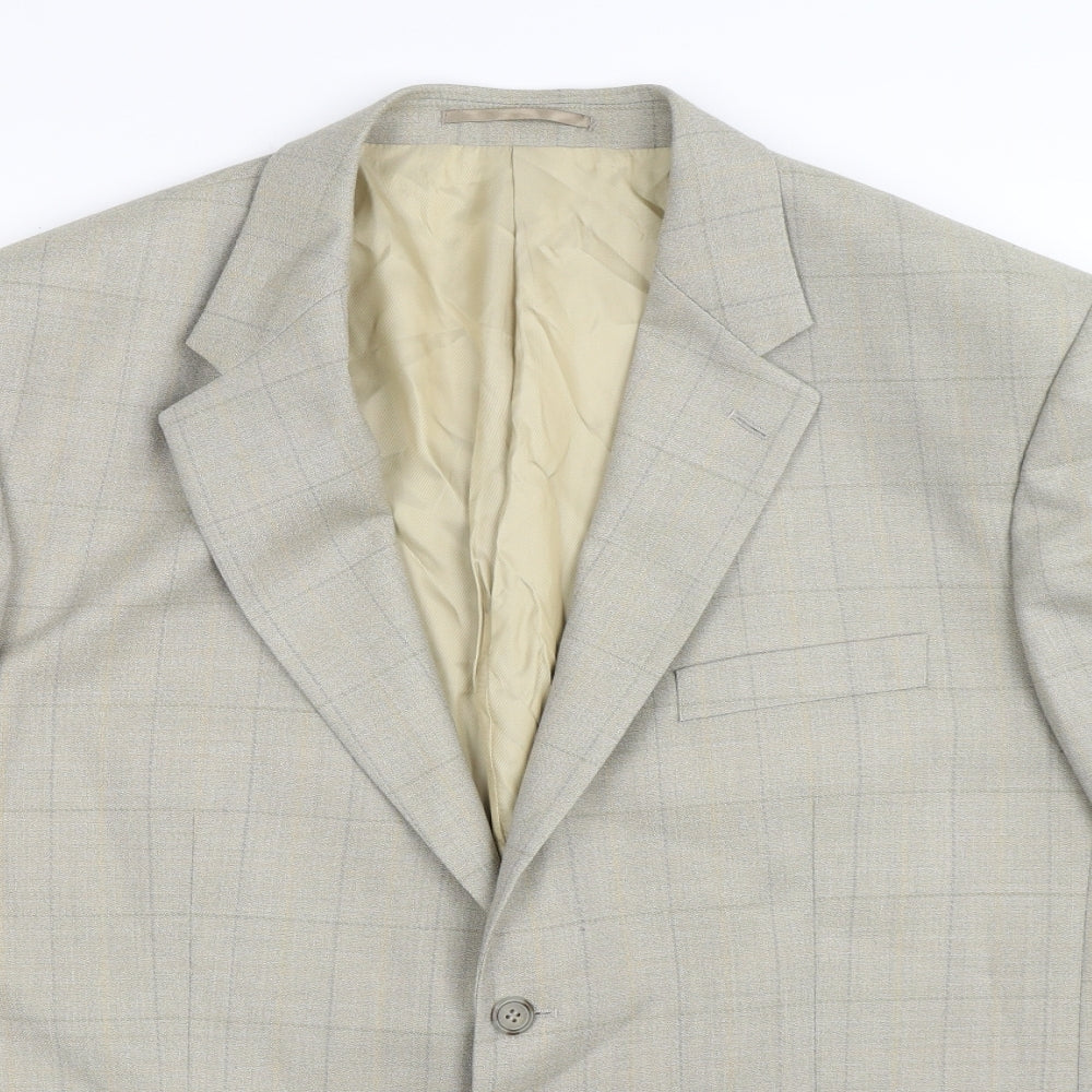 James Barry Mens Beige Check  Jacket Suit Jacket Size 48