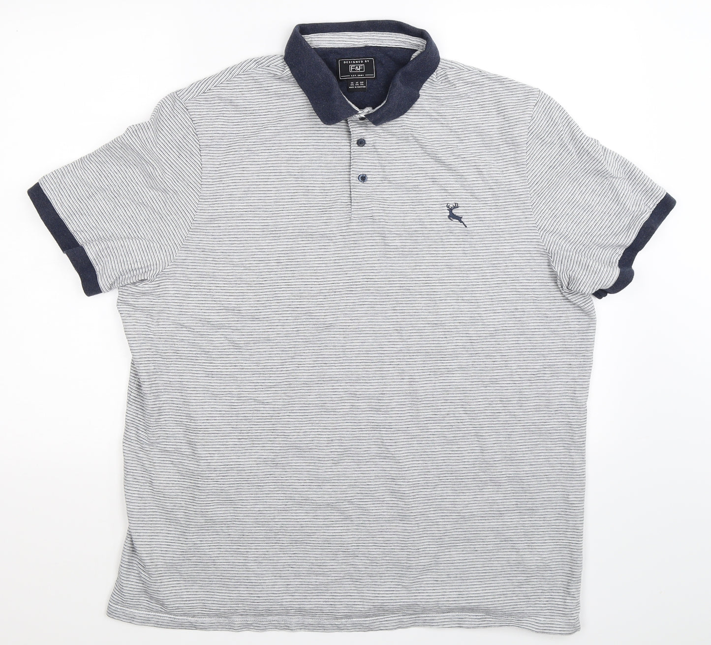 F&F Mens Multicoloured Striped   Polo Size 2XL
