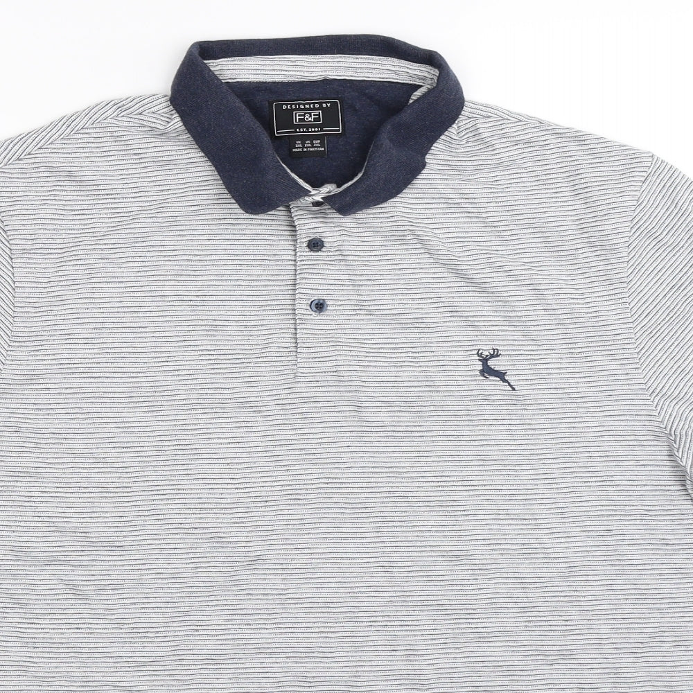 F&F Mens Multicoloured Striped   Polo Size 2XL