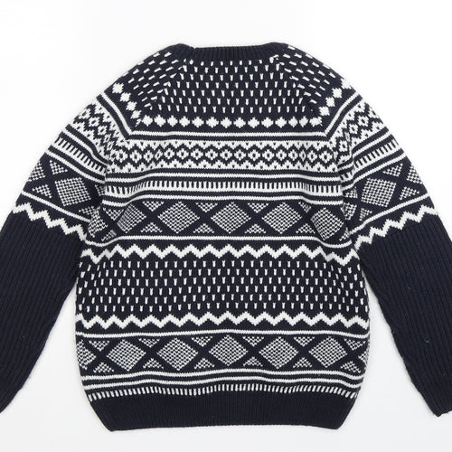 George Boys Blue Geometric Knit Pullover Jumper Size 8-9 Years