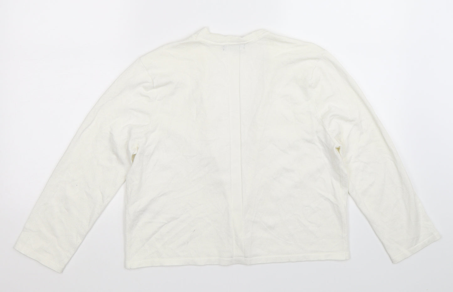 M&Co Womens White  Knit Cardigan Jumper Size 14