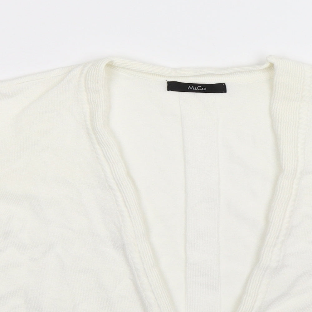 M&Co Womens White  Knit Cardigan Jumper Size 14