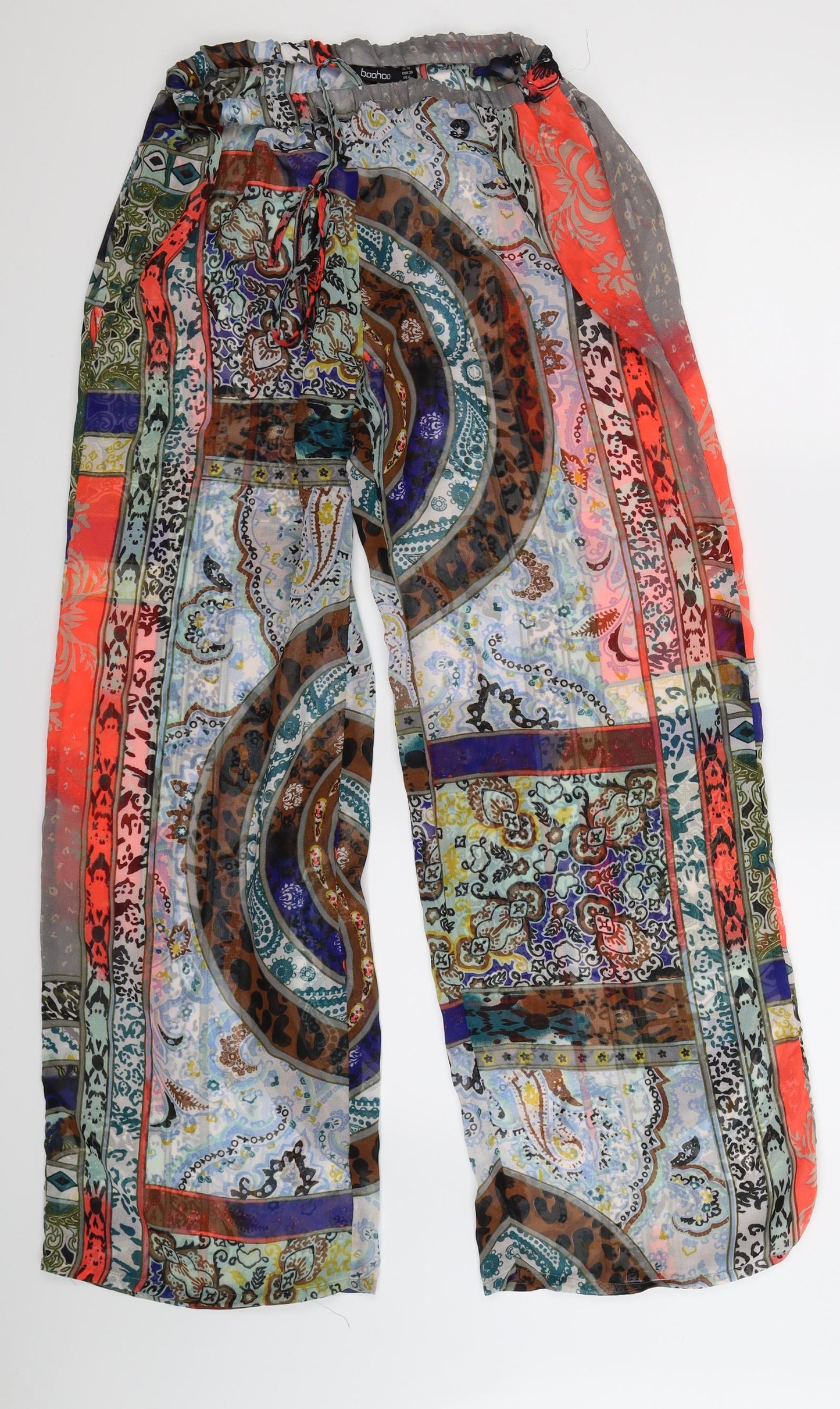 Boohoo Womens Multicoloured Geometric  Trousers  Size 10 L29 in