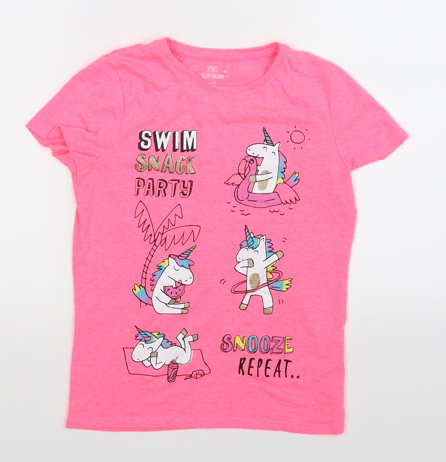 F&F Girls Pink   Basic T-Shirt Size 10-11 Years