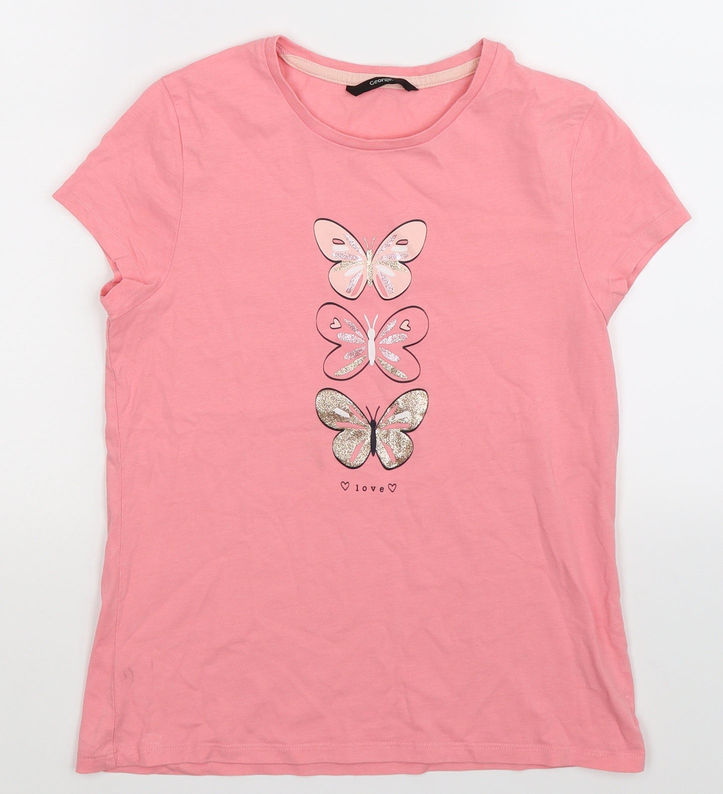 George Girls Pink   Basic T-Shirt Size 12-13 Years