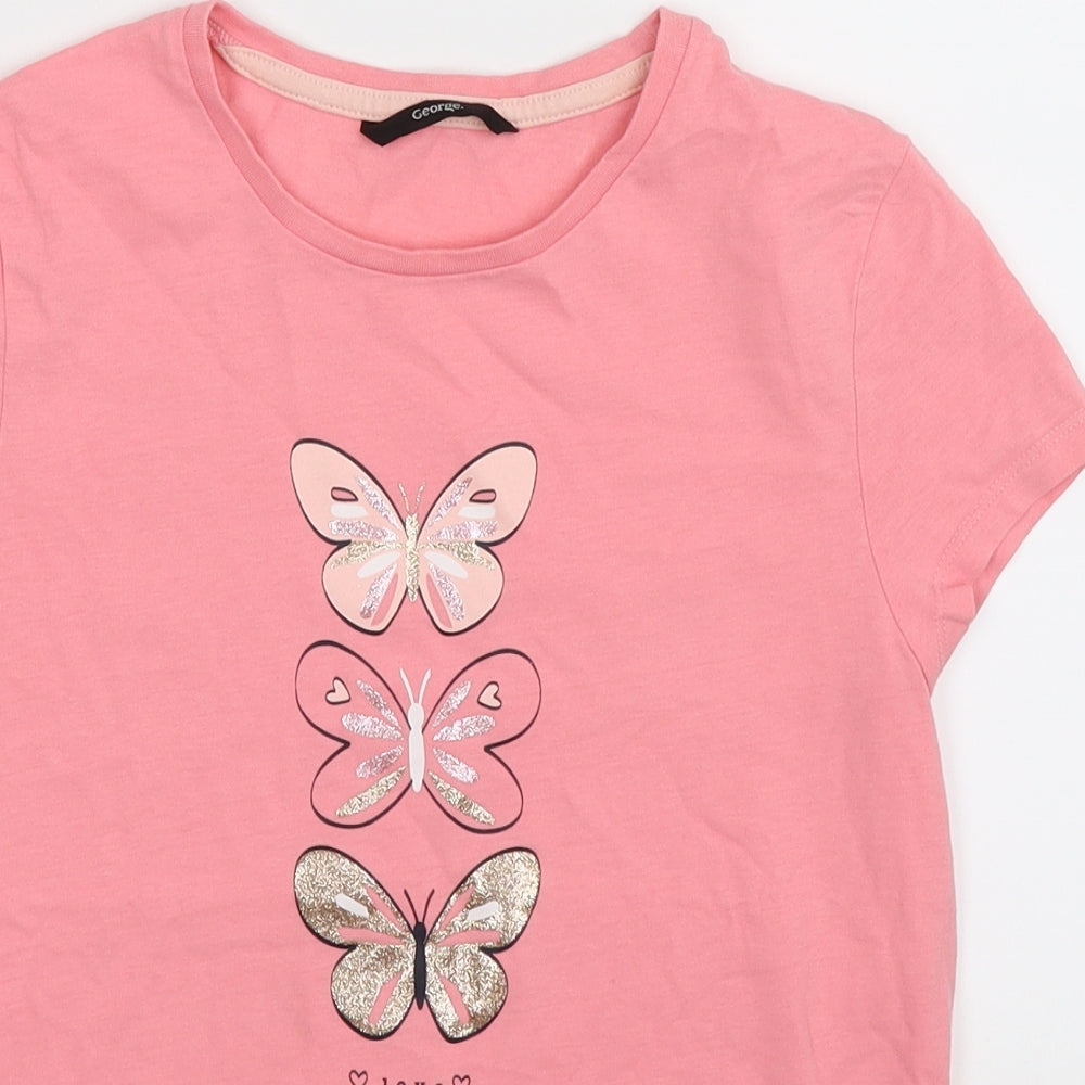 George Girls Pink   Basic T-Shirt Size 12-13 Years