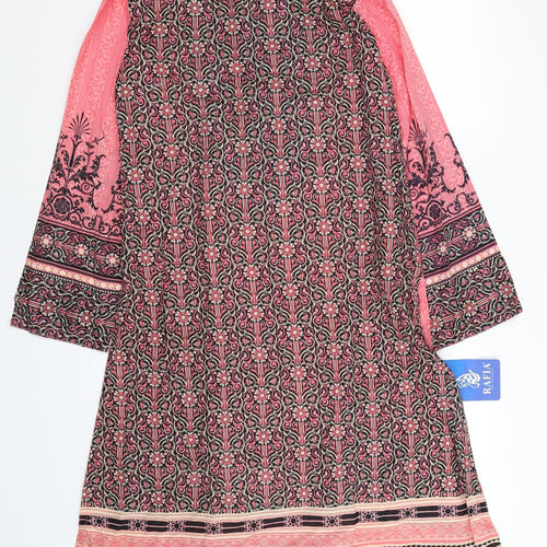 Rafia Womens Pink Geometric  Shirt Dress  Size M