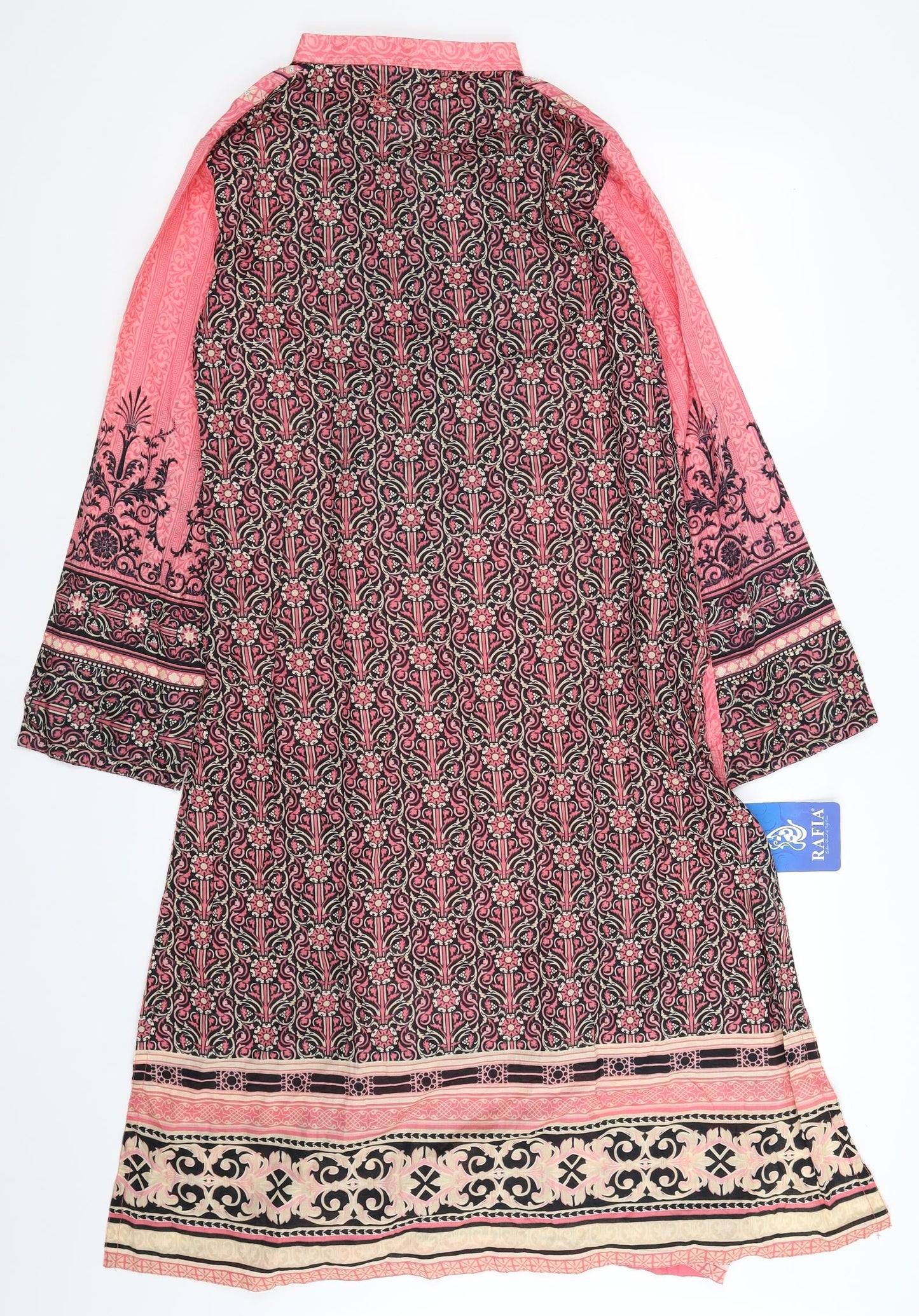 Rafia Womens Pink Geometric  Shirt Dress  Size M