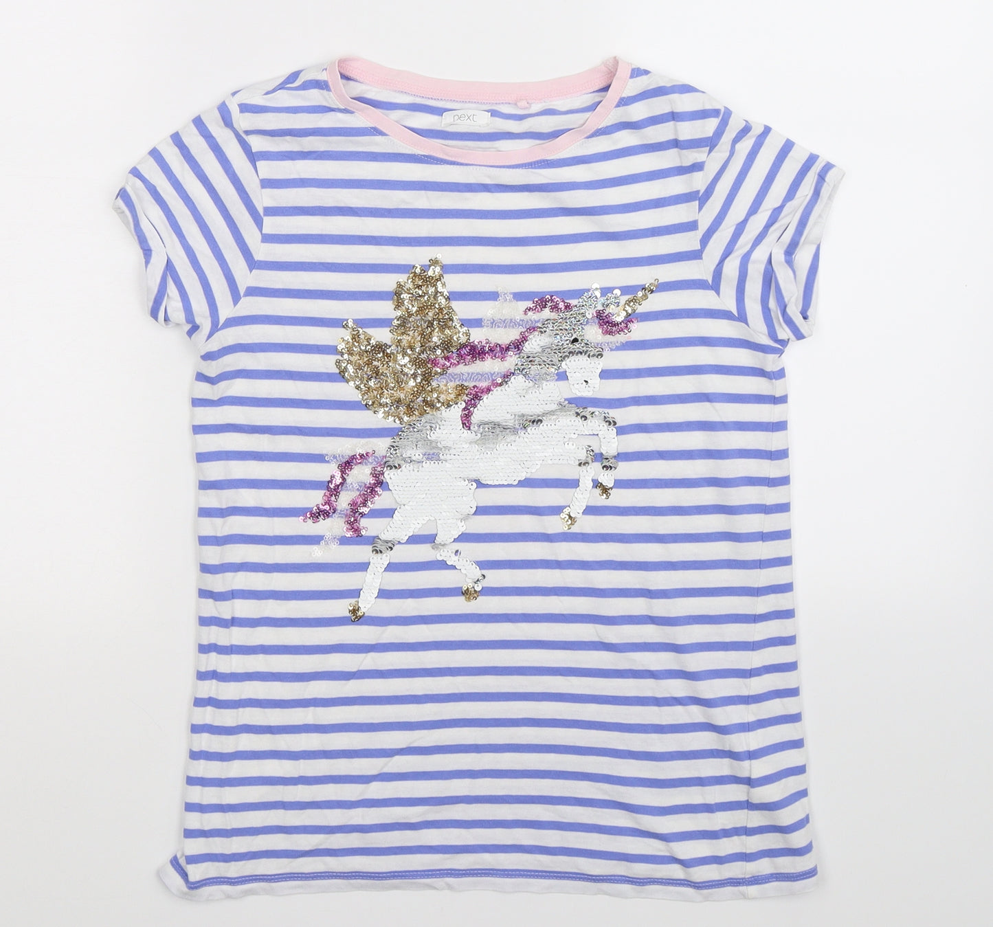 NEXT Girls Multicoloured Striped  Basic T-Shirt Size 11 Years