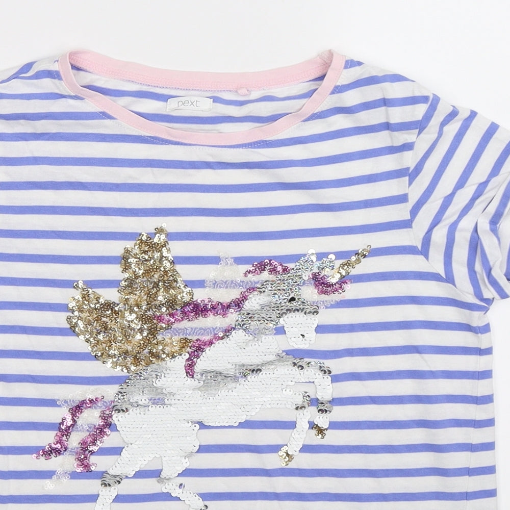 NEXT Girls Multicoloured Striped  Basic T-Shirt Size 11 Years