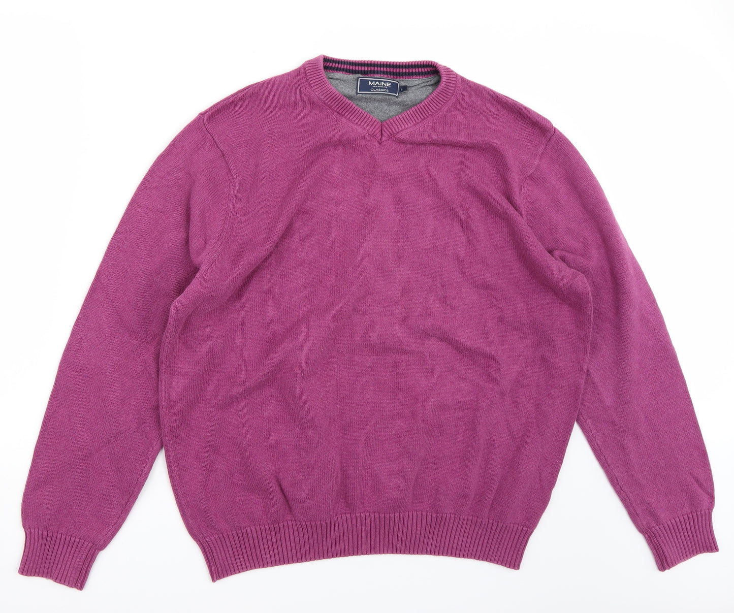 Maine Mens Purple  Canvas Pullover Jumper Size L