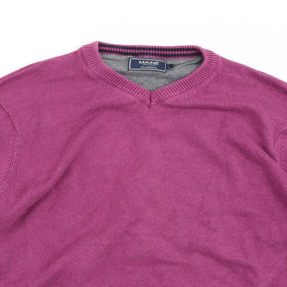 Maine Mens Purple  Canvas Pullover Jumper Size L