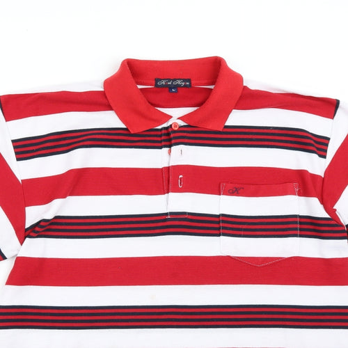 Karl Hogan Mens Red Striped   T-Shirt Size L