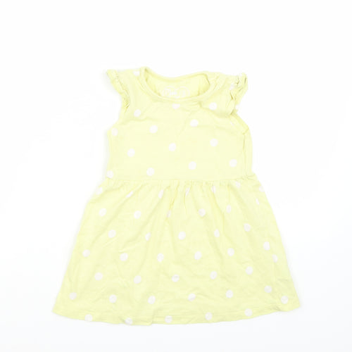 Made for Life Girls Yellow Polka Dot  Basic T-Shirt Size 2 Years