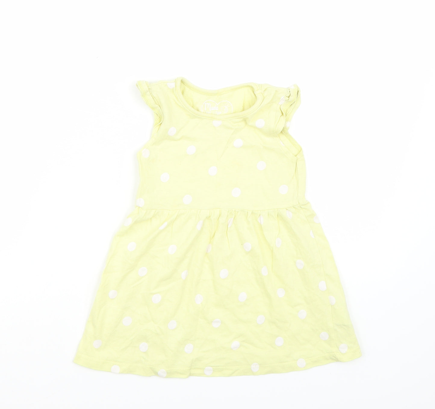 Made for Life Girls Yellow Polka Dot  Basic T-Shirt Size 2 Years
