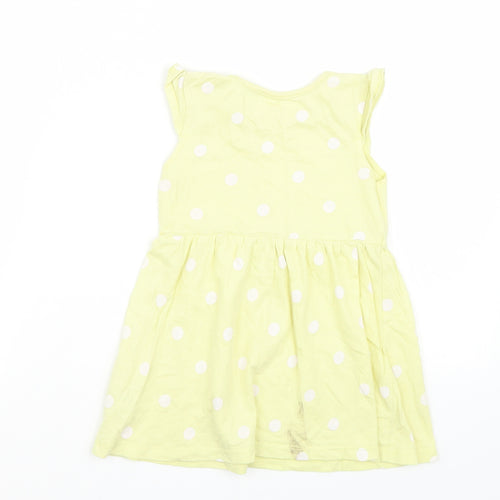 Made for Life Girls Yellow Polka Dot  Basic T-Shirt Size 2 Years