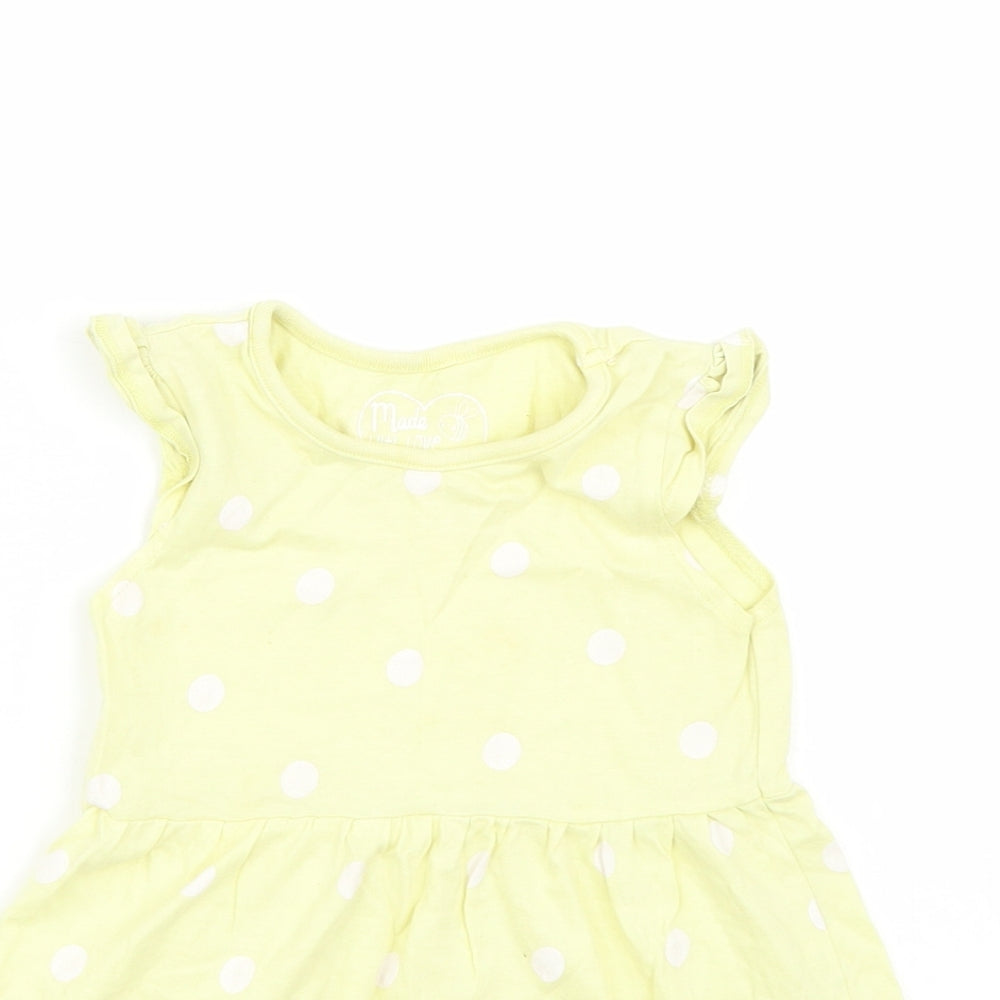 Made for Life Girls Yellow Polka Dot  Basic T-Shirt Size 2 Years