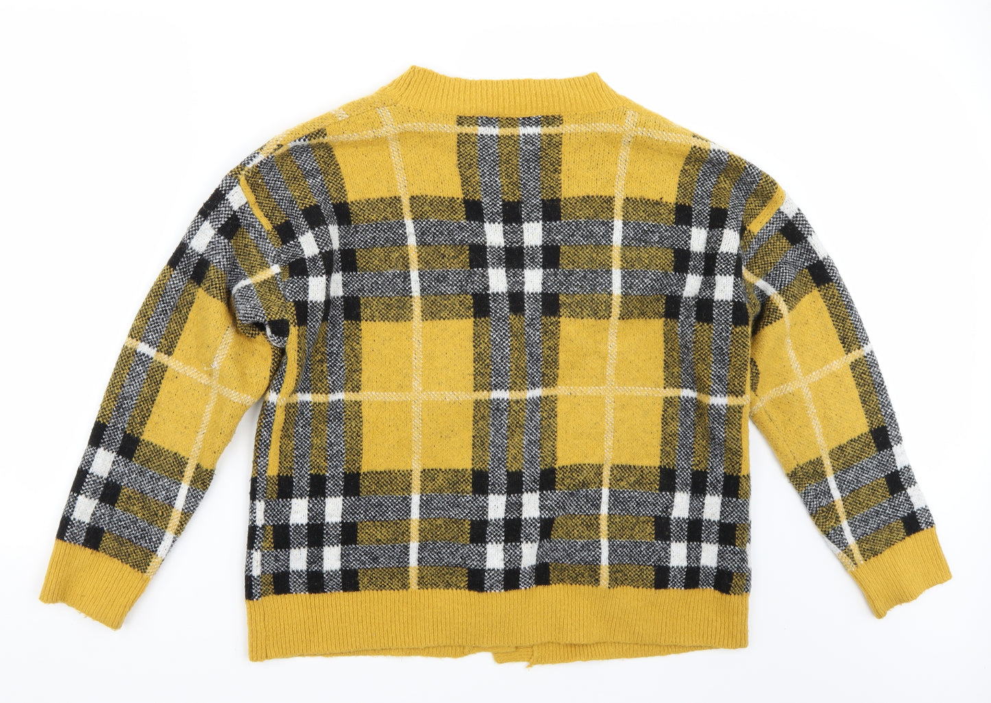 Newlook Womens Yellow Check  Cardigan Jumper Size S