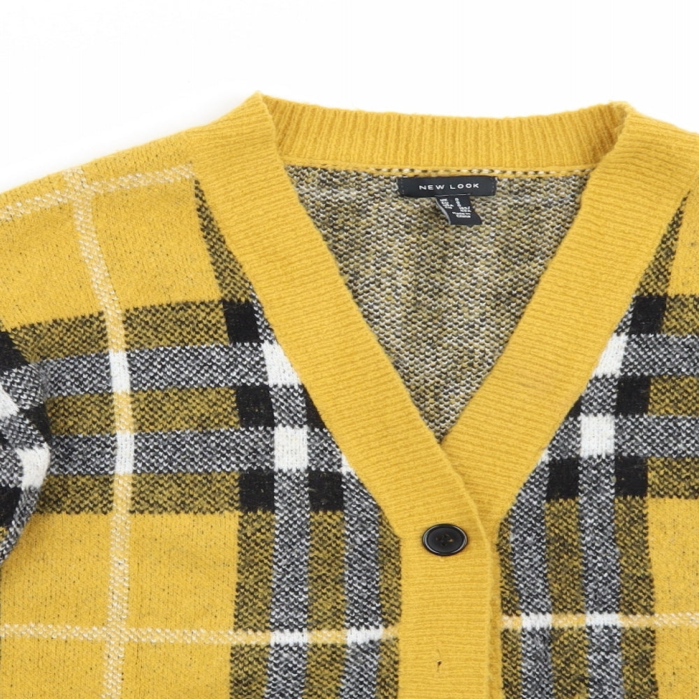 Newlook Womens Yellow Check  Cardigan Jumper Size S