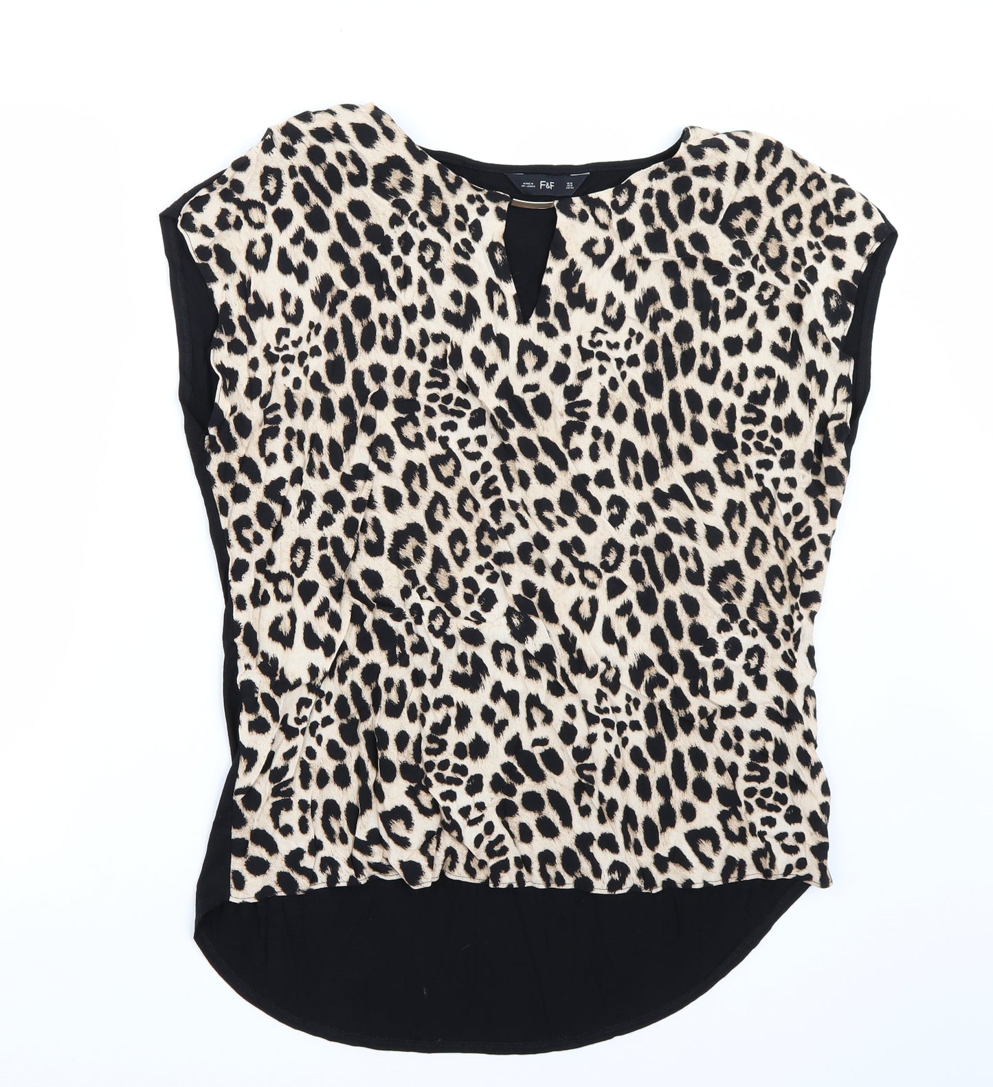 F&F Womens Beige Animal Print  Basic T-Shirt Size 16