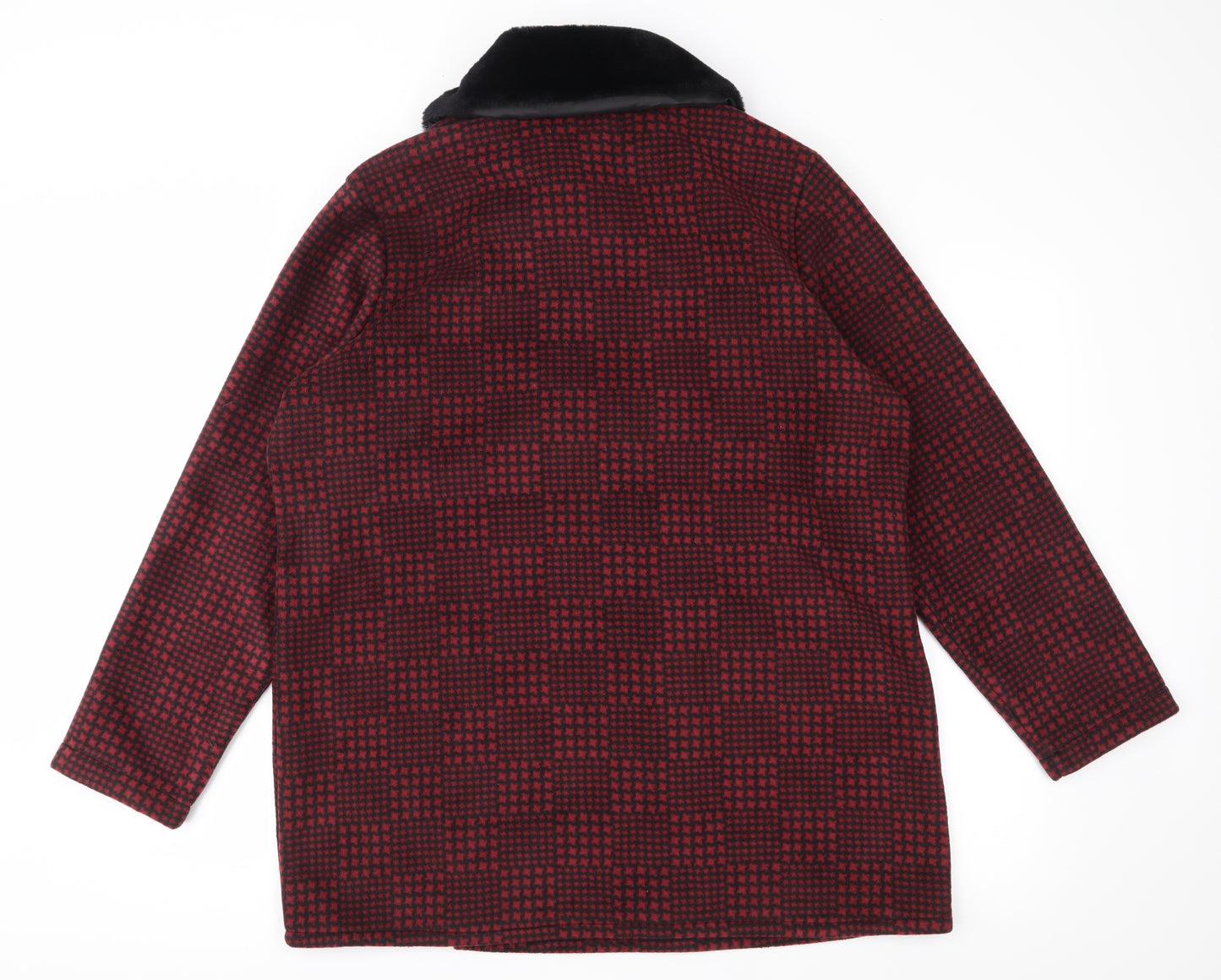 Coercion Womens Red Check Fleece Overcoat Coat Size 18