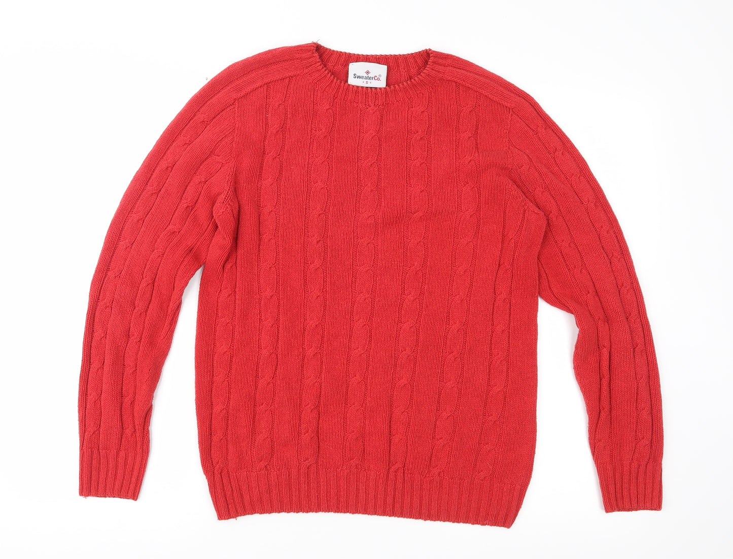 SweaterCo Mens Red  Knit Pullover Jumper Size S