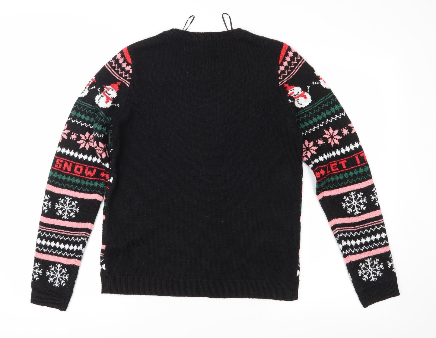 New Look Womens Black Fair Isle Knit Pullover Jumper Size S  - Snowman