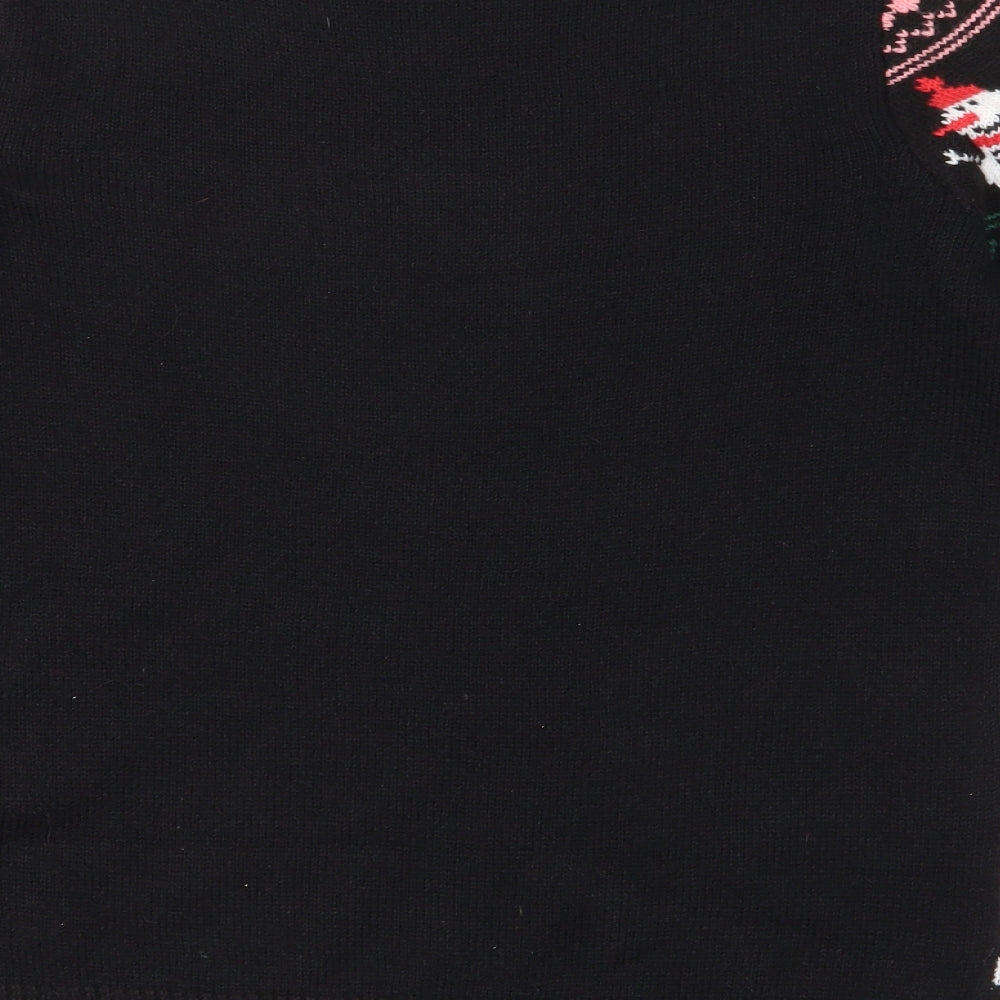 New Look Womens Black Fair Isle Knit Pullover Jumper Size S  - Snowman