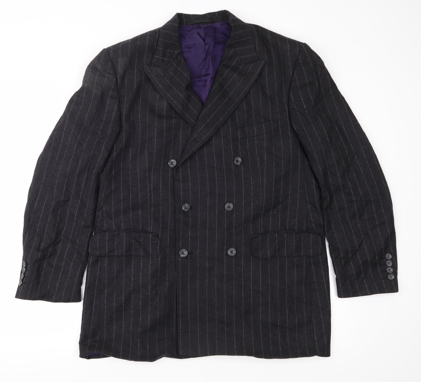 Preworn Mens Grey Striped  Jacket Suit Jacket Size 42