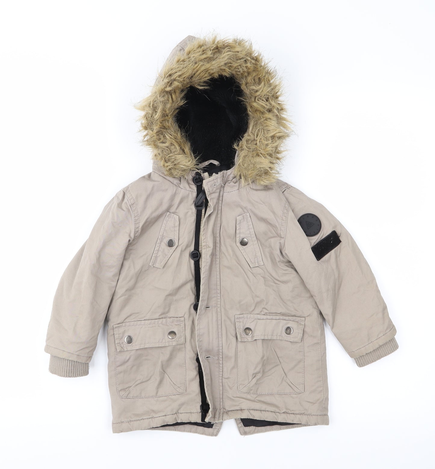 River Island Boys Brown   Parka Coat Size 18-24 Months