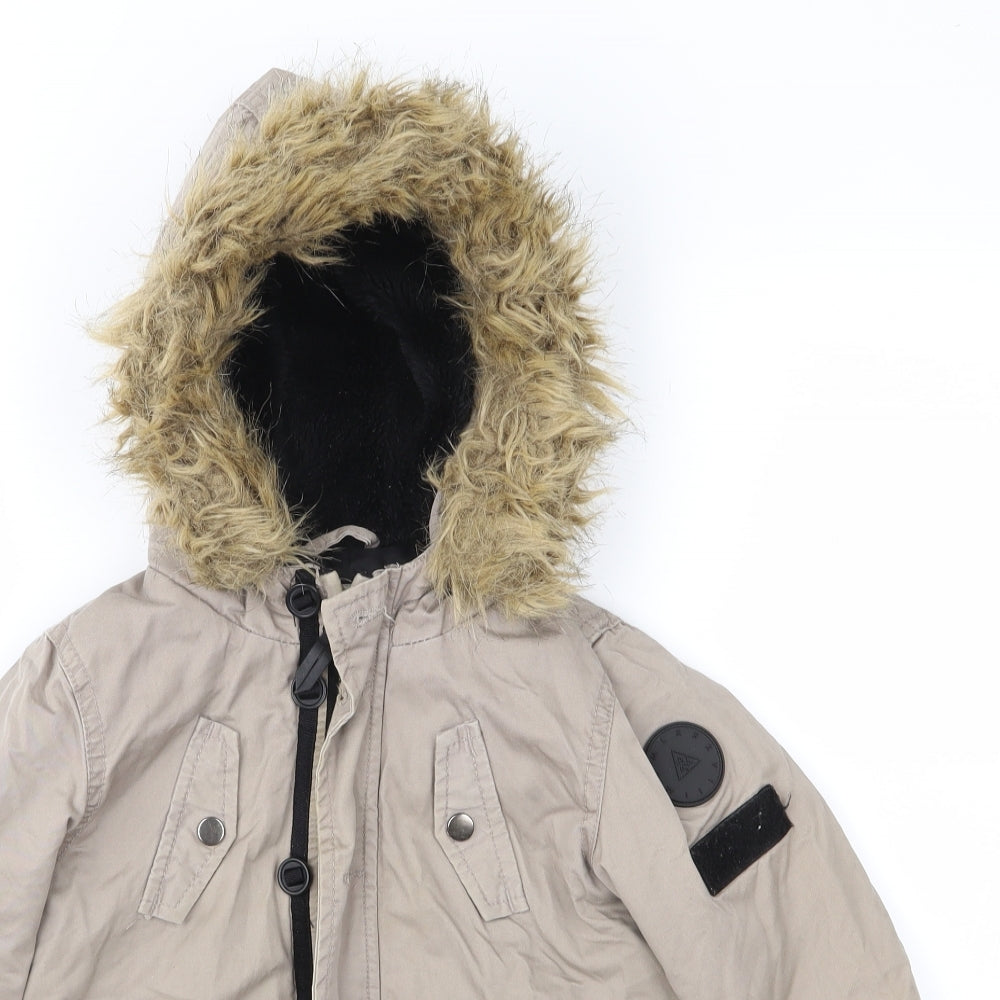 River Island Boys Brown   Parka Coat Size 18-24 Months