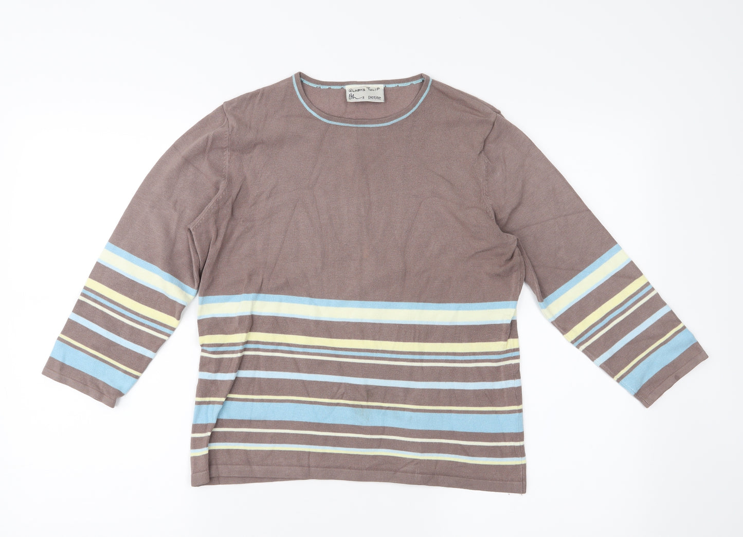 BHS Womens Brown Striped Knit Pullover Jumper Size 14