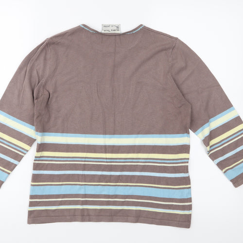 BHS Womens Brown Striped Knit Pullover Jumper Size 14