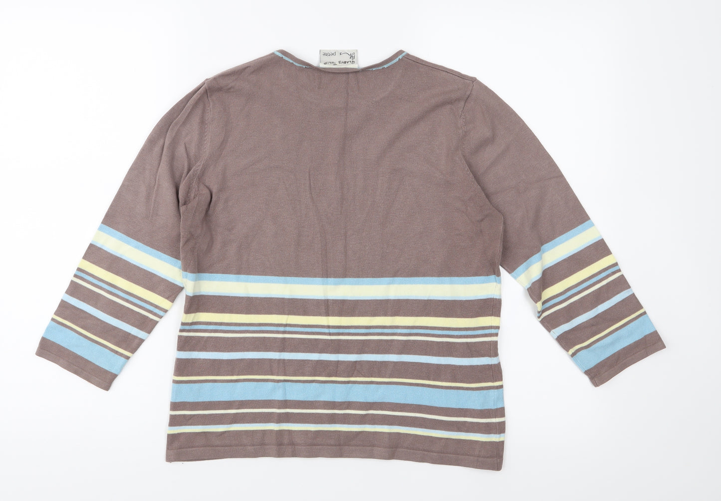 BHS Womens Brown Striped Knit Pullover Jumper Size 14
