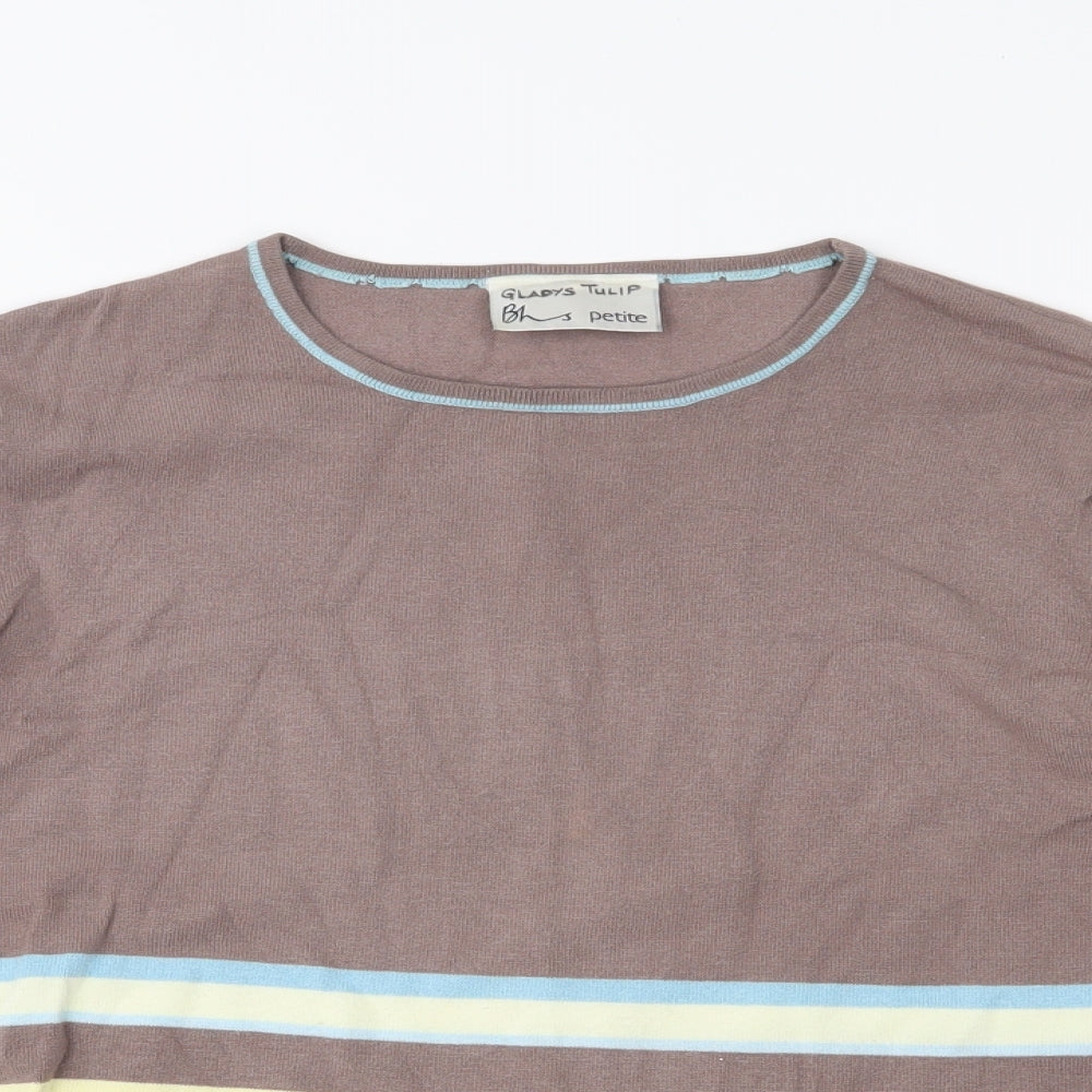 BHS Womens Brown Striped Knit Pullover Jumper Size 14