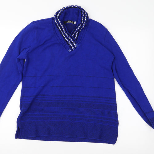 Envy Womens Blue Striped Knit Pullover Jumper Size M