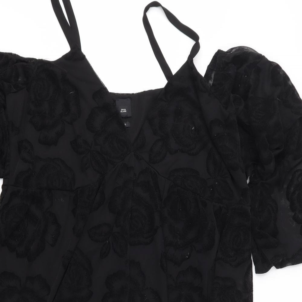 River Island Womens Black Floral  Fit & Flare  Size 22