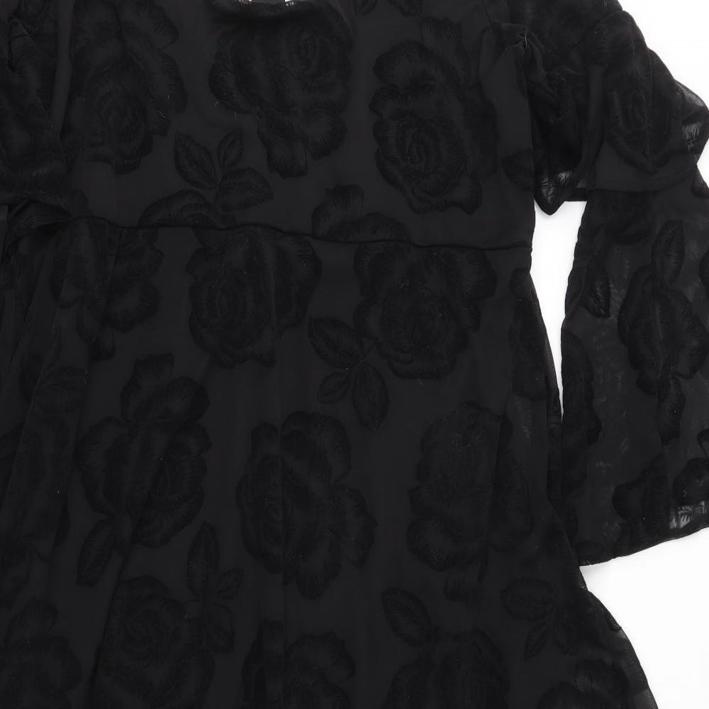 River Island Womens Black Floral  Fit & Flare  Size 22