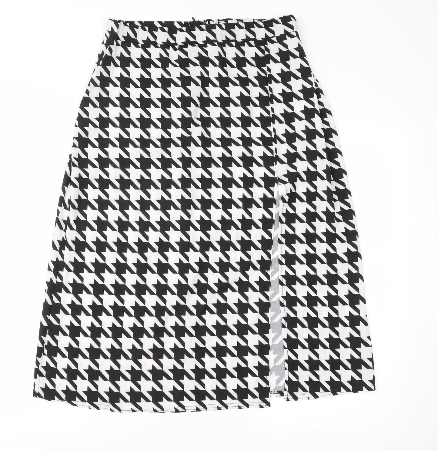 Preworn Womens Black Houndstooth  A-Line Skirt Size 32 in