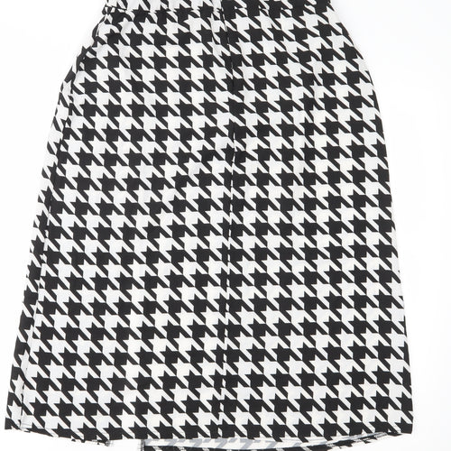 Preworn Womens Black Houndstooth  A-Line Skirt Size 32 in