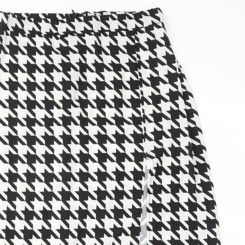 Preworn Womens Black Houndstooth  A-Line Skirt Size 32 in