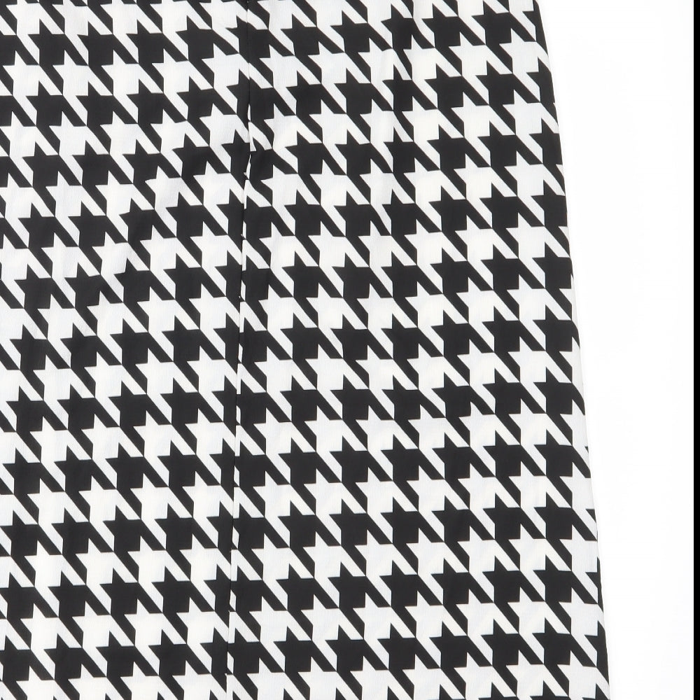 Preworn Womens Black Houndstooth  A-Line Skirt Size 32 in