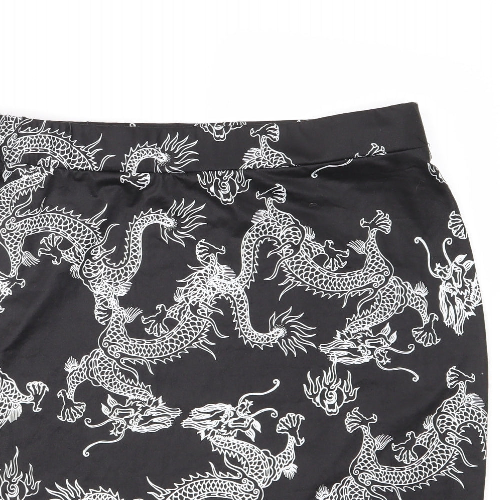 Preworn Womens Black   Straight & Pencil Skirt Size 34 in  - Chinese dragons